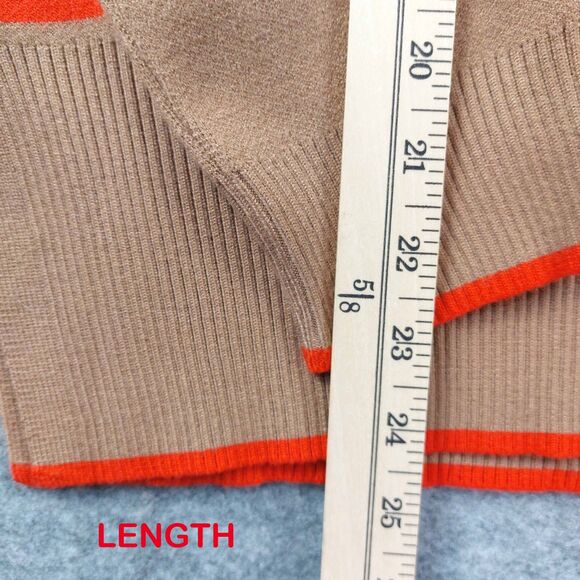 Tahari Turtleneck Sweater Size M Tan Red Stripe Knit Pullover Classic Cozy Chic - Picture 5 of 13